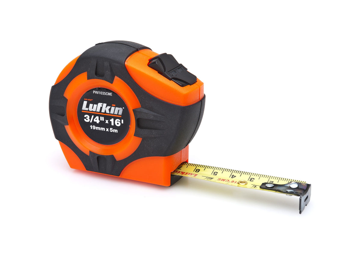 Lufkin PHV1035CMEN 3/4" x 5m/16' P1000 Series SAE/Metric Yellow Clad A20 Blade Power Return Tape Measure