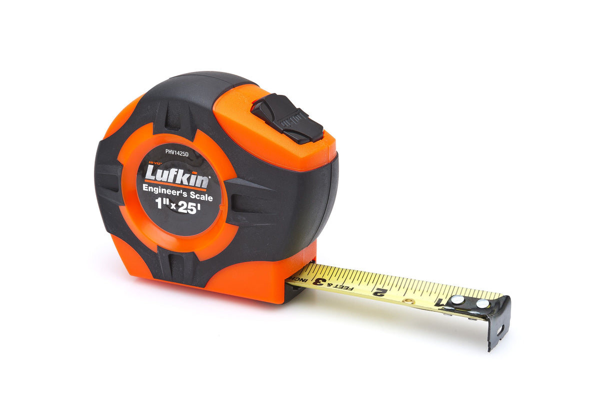 Lufkin PHV1425DN 1" x 25' P1000 Series Engineer's Yellow Clad A4 Blade Power Return Tape Measure