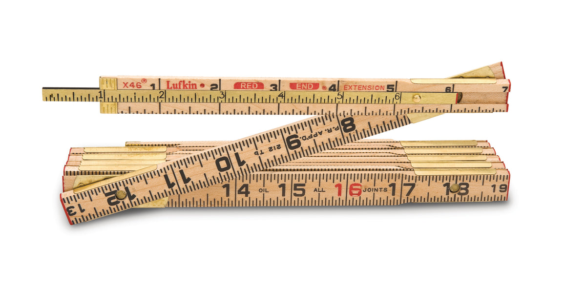 Lufkin TX46N 5/8" x 6' Red End® Wood Rule with Two 6" Slide Rule Extension