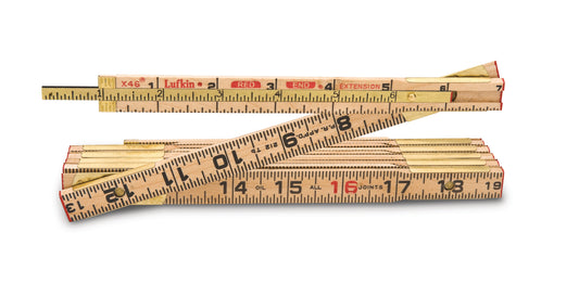 Lufkin TX46N 5/8" x 6' Red End® Wood Rule with Two 6" Slide Rule Extension