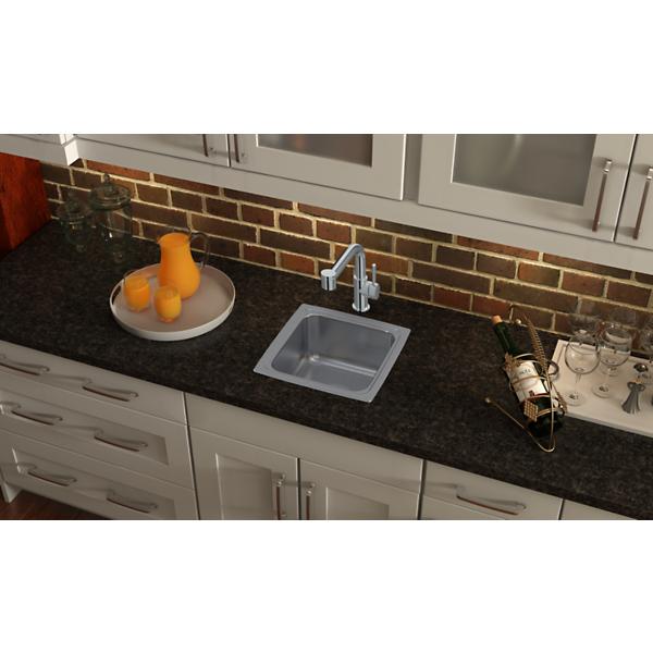 Elkay LFR1515 Lustertone® Classic Stainless Steel 15" x 15" x 7-5/8" Single Bowl Drop-in Bar Sink