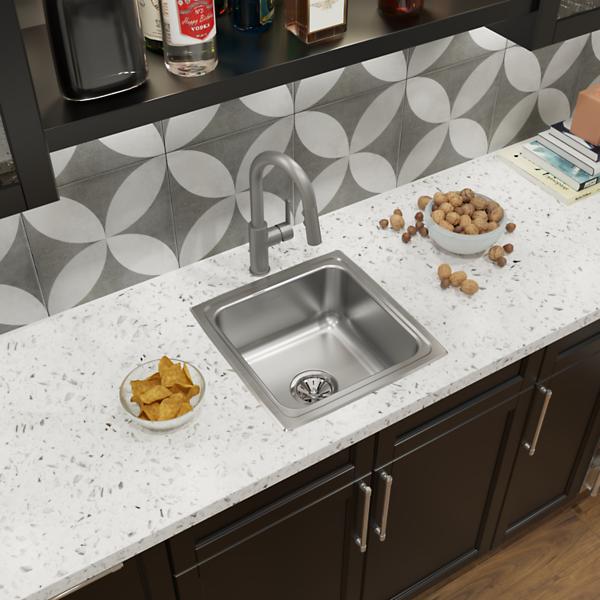 Elkay LFR1717 Lustertone® Classic Stainless Steel 17" x 17-1/2" x 7-5/8" Single Bowl Drop-in Sink