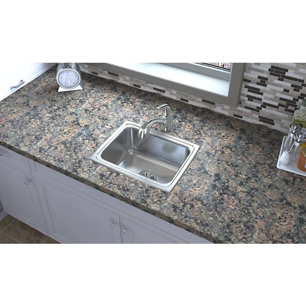 Elkay LFR1915 Lustertone® Classic Stainless Steel 19" x 15" x 7-5/8" Single Bowl Drop-in Sink