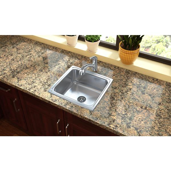 Elkay LFR1918PD Lustertone® Classic Stainless Steel 19" x 18" x 7-5/8" Single Bowl Drop-in Sink with Perfect Drain®