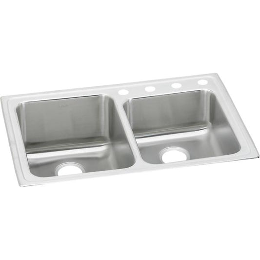 Elkay LGR3322 Lustertone® Classic Stainless Steel 33" x 22" x 10" Offset Double Bowl Drop-in Sink