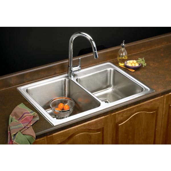 Elkay LGR3322 Lustertone® Classic Stainless Steel 33" x 22" x 10" Offset Double Bowl Drop-in Sink