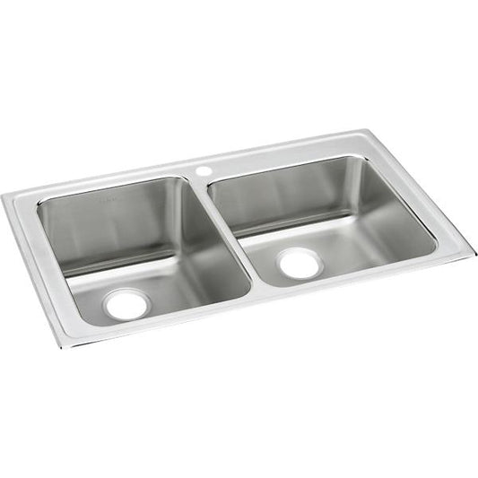 Elkay LGR3722 Lustertone® Classic Stainless Steel 37" x 22" x 10" Offset Double Bowl Drop-in Sink