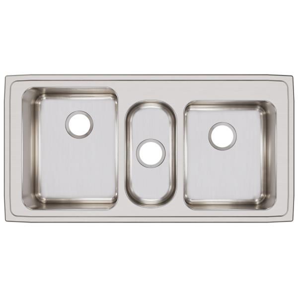 Elkay LGR4322 Lustertone® Classic Stainless Steel 43" x 22" x 10" Triple Bowl Drop-in Sink