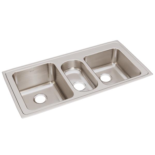 Elkay LGR4322 Lustertone® Classic Stainless Steel 43" x 22" x 10" Triple Bowl Drop-in Sink