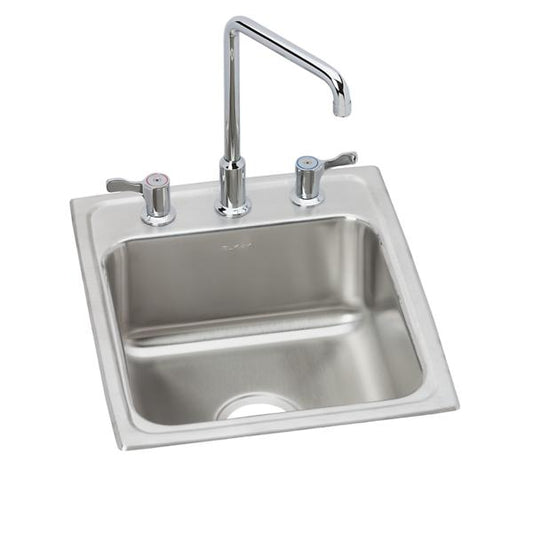 Elkay LH1722C Lustertone® Classic Stainless Steel 17" x 22" x 7-5/8" 3-Hole Single Bowl Drop-in Bathroom Sink + Faucet Kit