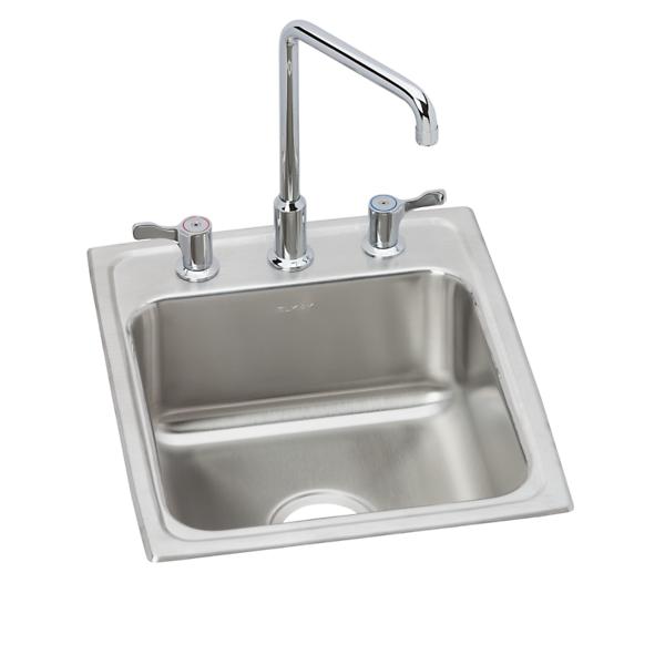 Elkay LH1720C Lustertone® Classic Stainless Steel 17" x 20" x 7-5/8" 3-Hole Single Bowl Drop-in Bathroom Sink + Faucet Kit