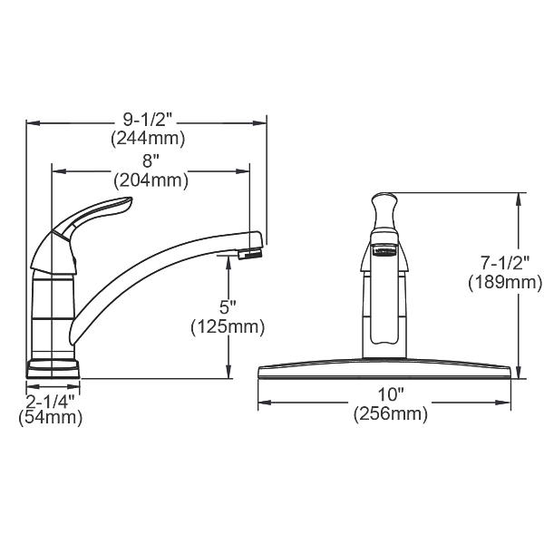 Elkay LK1000CR Everyday Three Hole Deck Mount Kitchen Faucet with Lever Handle and Deck Plate/Escutcheon Chrome