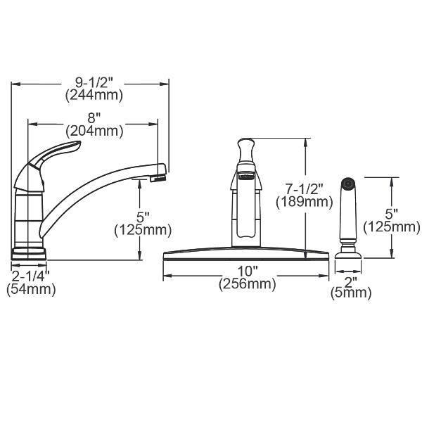 Elkay LK1001CR Everyday Four Hole Deck Mount Kitchen Faucet with Lever Handle and Side Spray and Deck Plate/Escutcheon Chrome