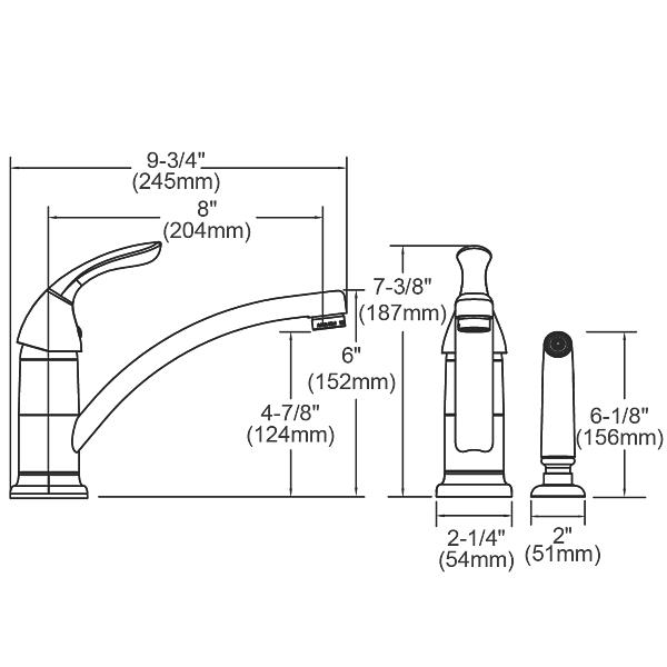 Elkay LK1501CR Everyday Two Hole Deck Mount Kitchen Faucet with Lever Handle and Side Spray Chrome