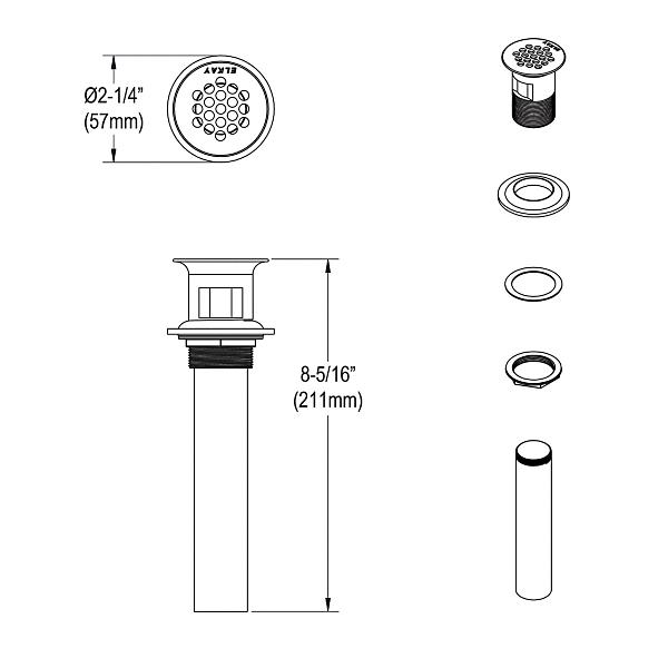 Elkay LK174-CU 1-1/2" Drain Fitting CuVerro® antimicrobial copper with Perforated Grid and Tailpiece