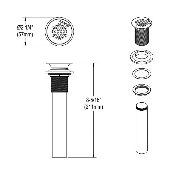 Elkay LK174LO-CU 1-1/2" Drain Fitting CuVerro® antimicrobial copper with Perforated Grid and Tailpiece