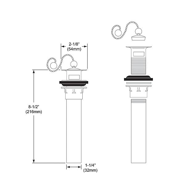 Elkay LK175 1-1/2" Drain Fitting Chrome Plated Brass with Rubber Stopper Ring and Chain