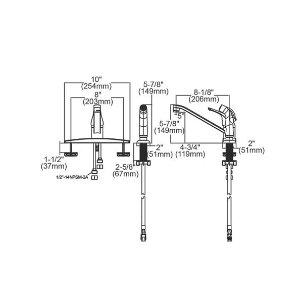 Elkay LK2478CR Everyday Three Hole Deck Mount Kitchen Faucet with Side Spray Chrome