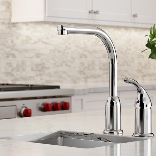 Elkay LK3000CR Everyday Kitchen Deck Mount Faucet with Remote Lever Handle Chrome