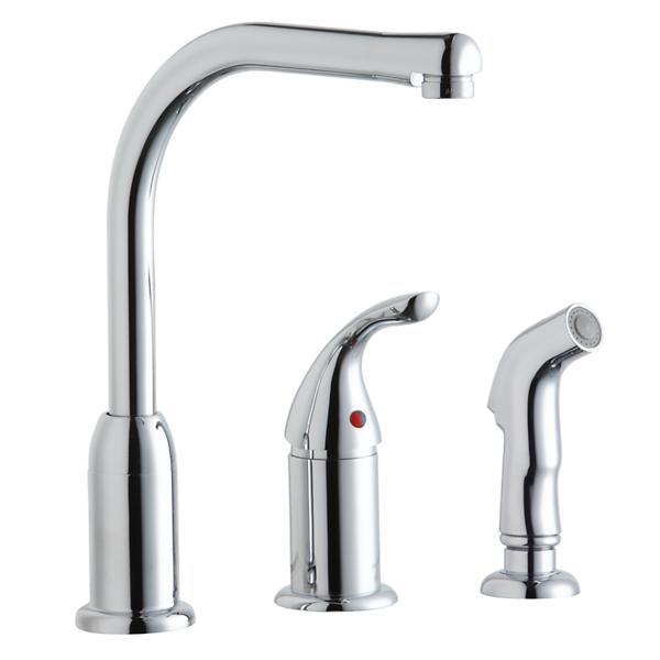 Elkay LK3001CR Everyday Kitchen Deck Mount Faucet with Remote Lever Handle and Side Spray Chrome