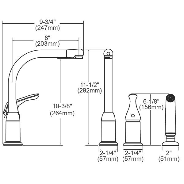 Elkay LK3001CR Everyday Kitchen Deck Mount Faucet with Remote Lever Handle and Side Spray Chrome