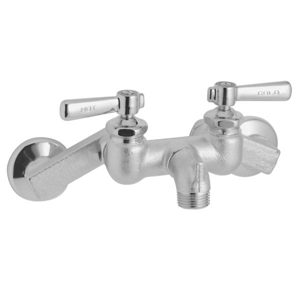 Elkay LK400 4"-8-3/8" Adjustable Centers Wall Mount Faucet with Bucket Hook Spout 2" Lever Handles Rough Chrome