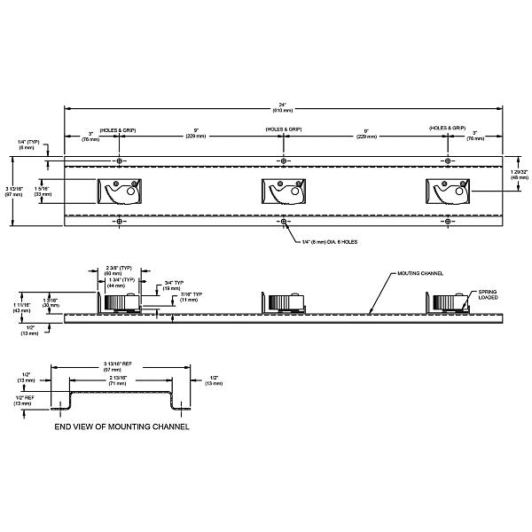 Elkay LK403 Mop Holder 3 Station Wall Mount