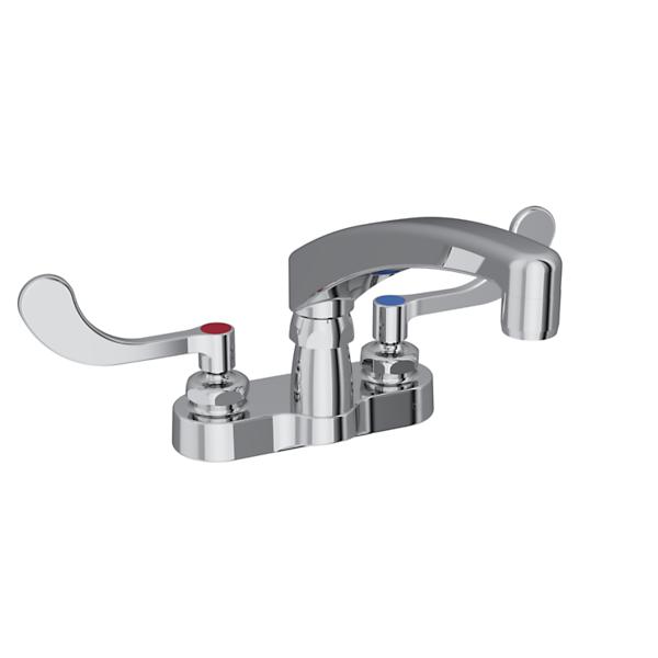 Elkay LK406AT08T4 4" Centerset with Exposed Deck Faucet with 8" Arc Tube Spout 4" Wristblade Handles