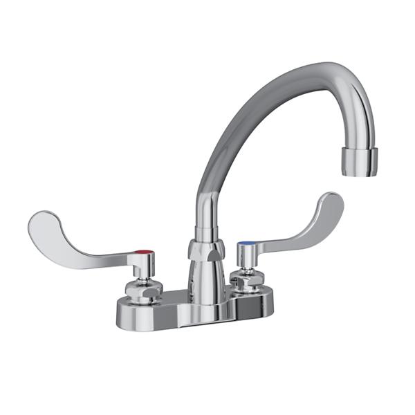 Elkay LK406AT10T4 4" Centerset with Exposed Deck Faucet with 10" Arc Tube Spout 4" Wristblade Handles