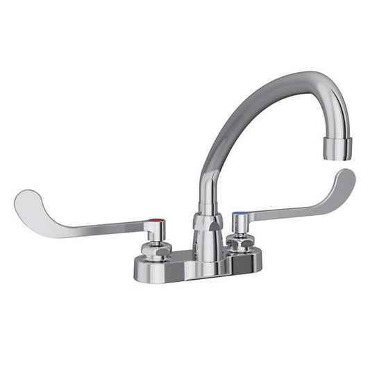 Elkay LK406AT10T6 4" Centerset with Exposed Deck Faucet with 10" Arc Tube Spout 6" Wristblade Handles