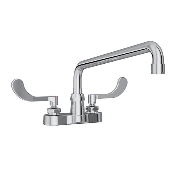 Elkay LK406AT12T4 4" Centerset with Exposed Deck Faucet with 12" Arc Tube Spout 4" Wristblade Handles