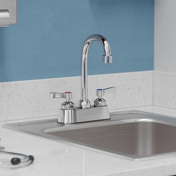 Elkay LK406GN04L2 4" Centerset with Exposed Deck Faucet with 4" Gooseneck Spout 2" Lever Handles Chrome