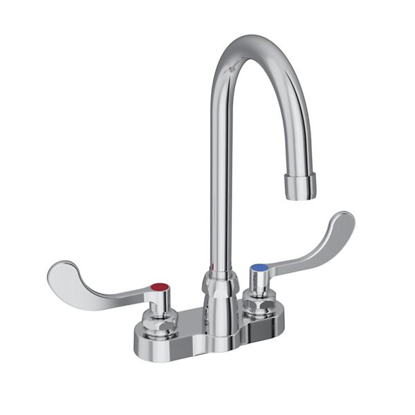 Elkay LK406GN05T4 4" Centerset with Exposed Deck Faucet with 5" Gooseneck Spout 4" Wristblade Handles Chrome