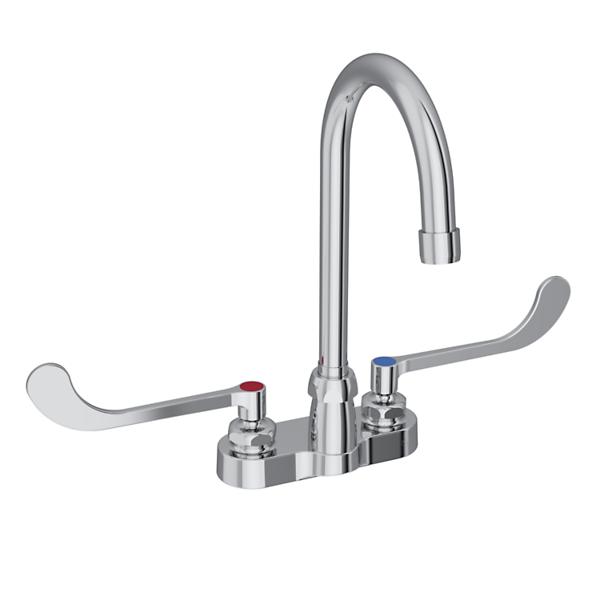 Elkay LK406GN05T6 4" Centerset with Exposed Deck Faucet with 5" Gooseneck Spout 6" Wristblade Handles Chrome