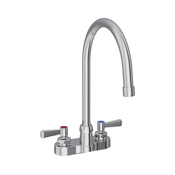 Elkay LK406GN08L2 4" Centerset with Exposed Deck Faucet with 8" Gooseneck Spout 2" Lever Handles Chrome