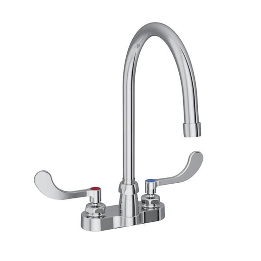 Elkay LK406GN08T4 4" Centerset with Exposed Deck Faucet with 8" Gooseneck Spout 4" Wristblade Handles Chrome