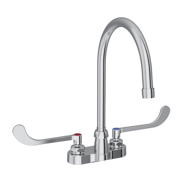 Elkay LK406GN08T6 4" Centerset with Exposed Deck Faucet with 8" Gooseneck Spout 6" Wristblade Handles Chrome