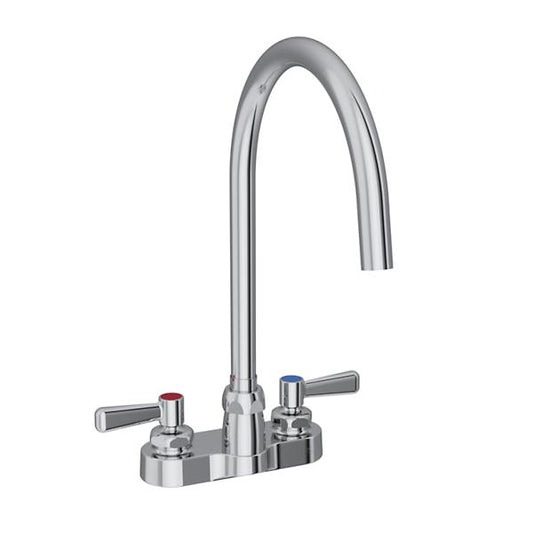 Elkay LK406LGN08L2 4" Centerset with Exposed Deck Laminar Flow Faucet with 8" Gooseneck Spout 2" Lever Handles Chrome