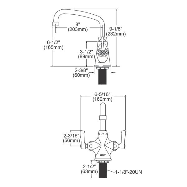 Elkay LK500AT08L2 Single Hole with Concealed Deck Faucet with 8" Arc Tube Spout 2" Lever Handles Chrome