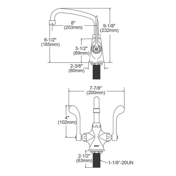 Elkay LK500AT08T4 Single Hole with Concealed Deck Faucet with 8" Arc Tube Spout 4" Wristblade Handles Chrome