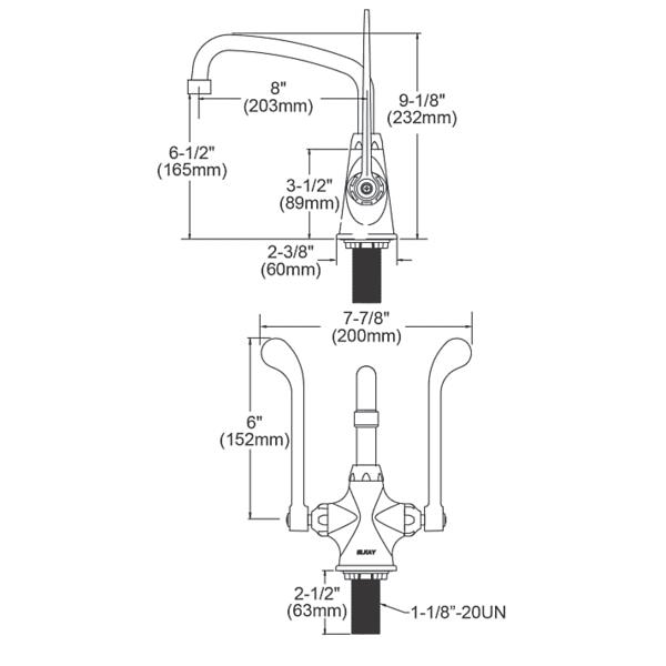 Elkay LK500AT08T6 Single Hole with Concealed Deck Faucet with 8" Arc Tube Spout 6" Wristblade Handles Chrome