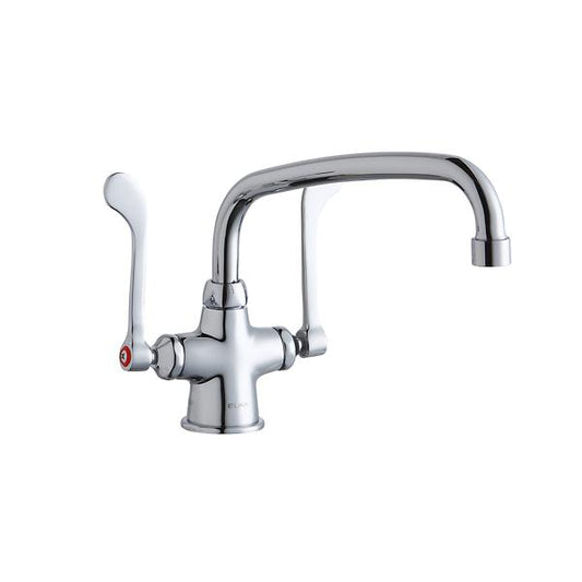 Elkay LK500AT10T6 Single Hole with Concealed Deck Faucet with 10" Arc Tube Spout 6" Wristblade Handles Chrome