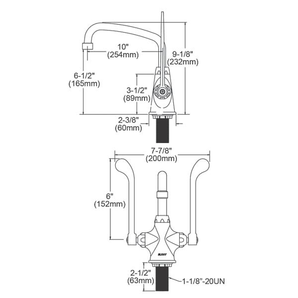 Elkay LK500AT10T6 Single Hole with Concealed Deck Faucet with 10" Arc Tube Spout 6" Wristblade Handles Chrome