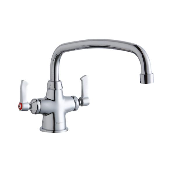 Elkay LK500AT12L2 Single Hole with Concealed Deck Faucet with 12" Arc Tube Spout 2" Lever Handles Chrome