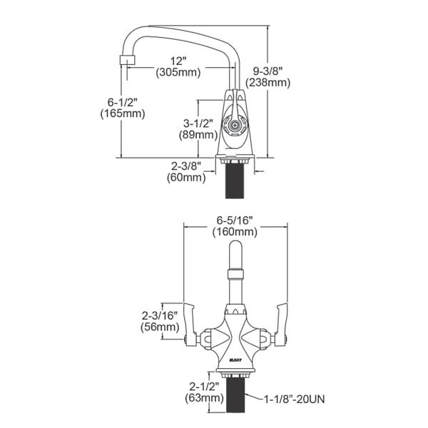 Elkay LK500AT12L2 Single Hole with Concealed Deck Faucet with 12" Arc Tube Spout 2" Lever Handles Chrome