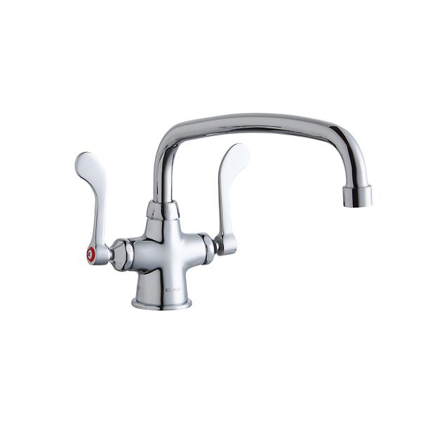 Elkay LK500AT12T4 Single Hole with Concealed Deck Faucet with 12" Arc Tube Spout 4" Wristblade Handles Chrome