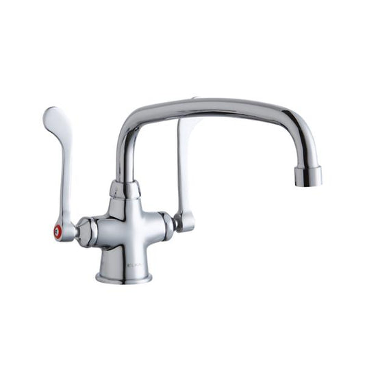 Elkay LK500AT12T6 Single Hole with Concealed Deck Faucet with 12" Arc Tube Spout 6" Wristblade Handles Chrome