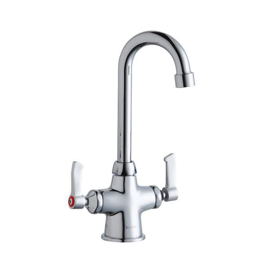 Elkay LK500GN04L2 Single Hole with Concealed Deck Faucet with 4" Gooseneck Spout 2" Lever Handles Chrome