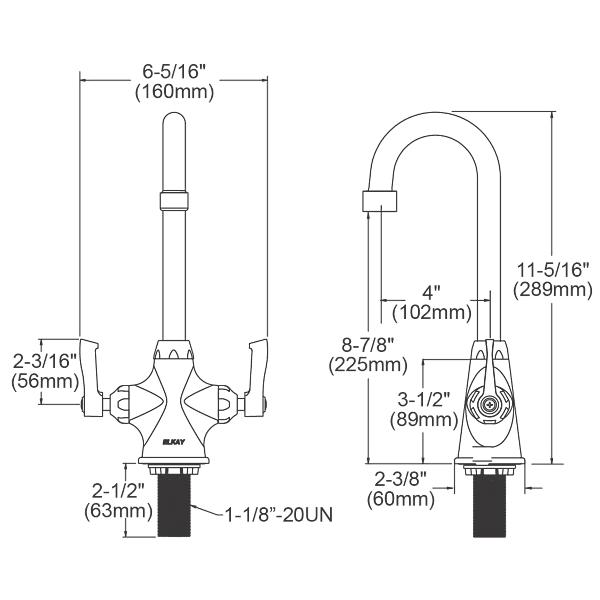 Elkay LK500GN04L2 Single Hole with Concealed Deck Faucet with 4" Gooseneck Spout 2" Lever Handles Chrome