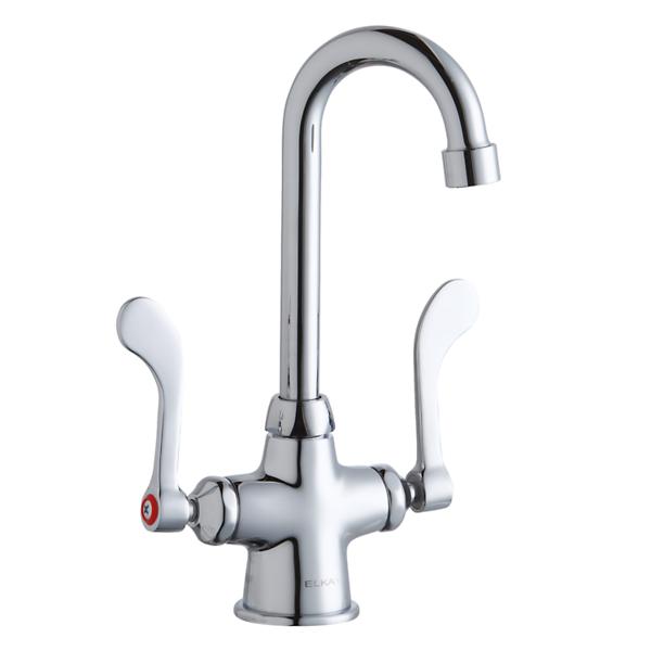 Elkay LK500GN04T4 Single Hole with Concealed Deck Faucet with 4" Gooseneck Spout 4" Wristblade Handles Chrome